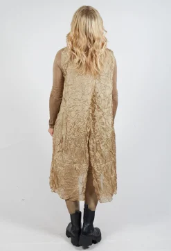 Sheer Sleeveless Dress in Camel Cloud