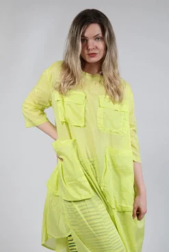 Sheer Smock Dress in Lime