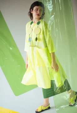 Sheer Smock Dress in Lime