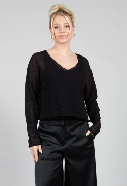 Sheer Textured Jumper in Black