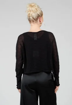 Sheer Textured Jumper in Black