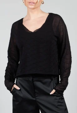Sheer Textured Jumper in Black