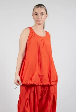 Sheer Vest Top with Adjustable Pull Toggles in Mandarine