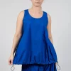 Sheer Vest Top with Adjustable Pull Toggles in Royal