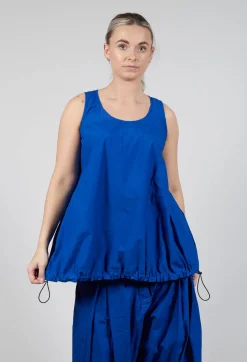 Sheer Vest Top with Adjustable Pull Toggles in Royal