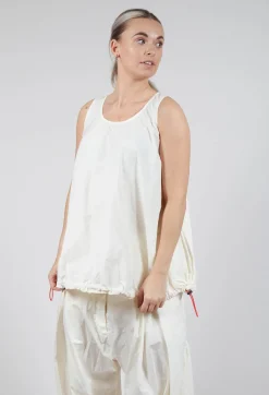 Sheer Vest Top with Adjustable Pull Toggles in Greige
