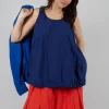 Sheer Vest Top with Adjustable Pull Toggles in Ocean