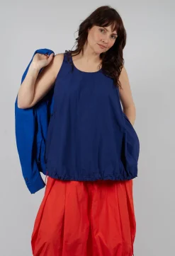 Sheer Vest Top with Adjustable Pull Toggles in Ocean