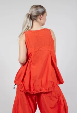 Sheer Vest Top with Adjustable Pull Toggles in Mandarine
