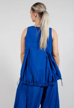 Sheer Vest Top with Adjustable Pull Toggles in Royal