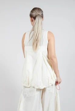 Sheer Vest Top with Adjustable Pull Toggles in Greige