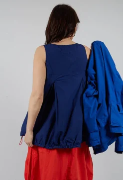 Sheer Vest Top with Adjustable Pull Toggles in Ocean
