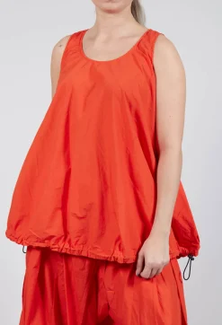 Sheer Vest Top with Adjustable Pull Toggles in Mandarine