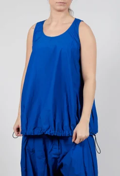 Sheer Vest Top with Adjustable Pull Toggles in Royal