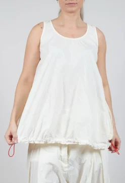 Sheer Vest Top with Adjustable Pull Toggles in Greige