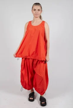 Sheer Vest Top with Adjustable Pull Toggles in Mandarine