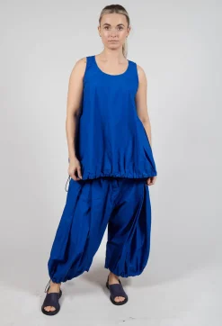 Sheer Vest Top with Adjustable Pull Toggles in Royal