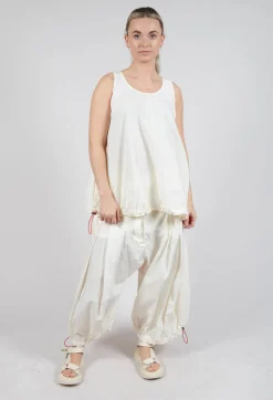Sheer Vest Top with Adjustable Pull Toggles in Greige