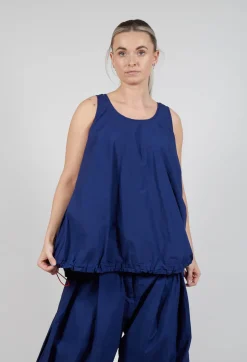 Sheer Vest Top with Adjustable Pull Toggles in Ocean