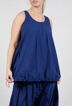 Sheer Vest Top with Adjustable Pull Toggles in Ocean