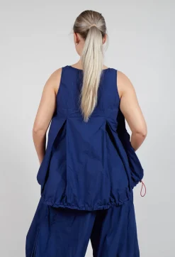 Sheer Vest Top with Adjustable Pull Toggles in Ocean