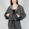 Shirred Jacket in Coal Cloud