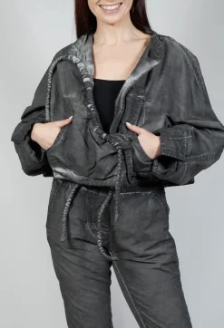 Shirred Jacket in Coal Cloud
