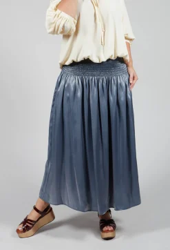 Shirred Waistband Skirt in Blue