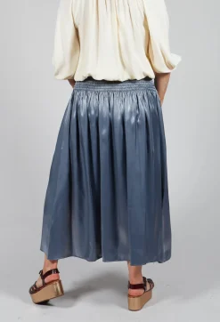 Shirred Waistband Skirt in Blue