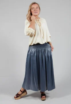 Shirred Waistband Skirt in Blue