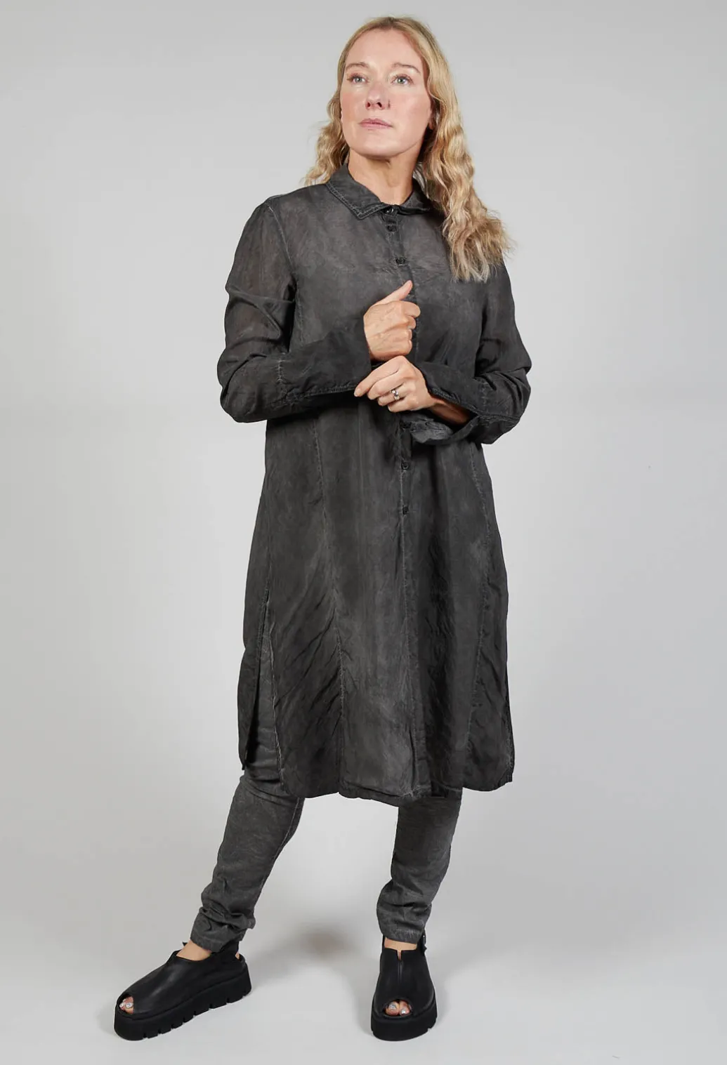 Shirt Dress in Coal Cloud