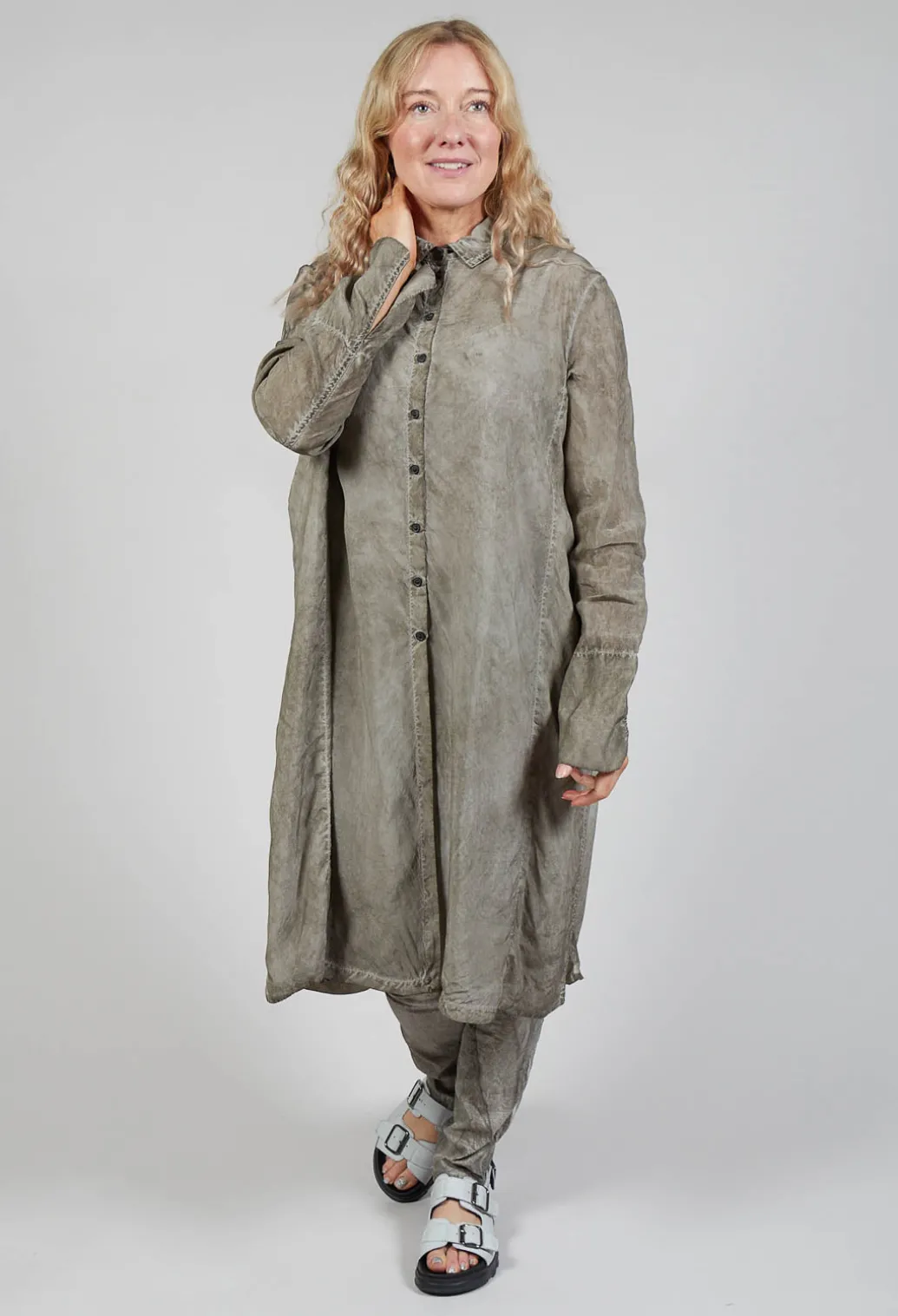 Shirt Dress in Hay Cloud