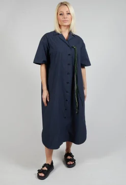 Shirt Dress in Navy Stripe
