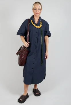 Shirt Dress in Navy Stripe