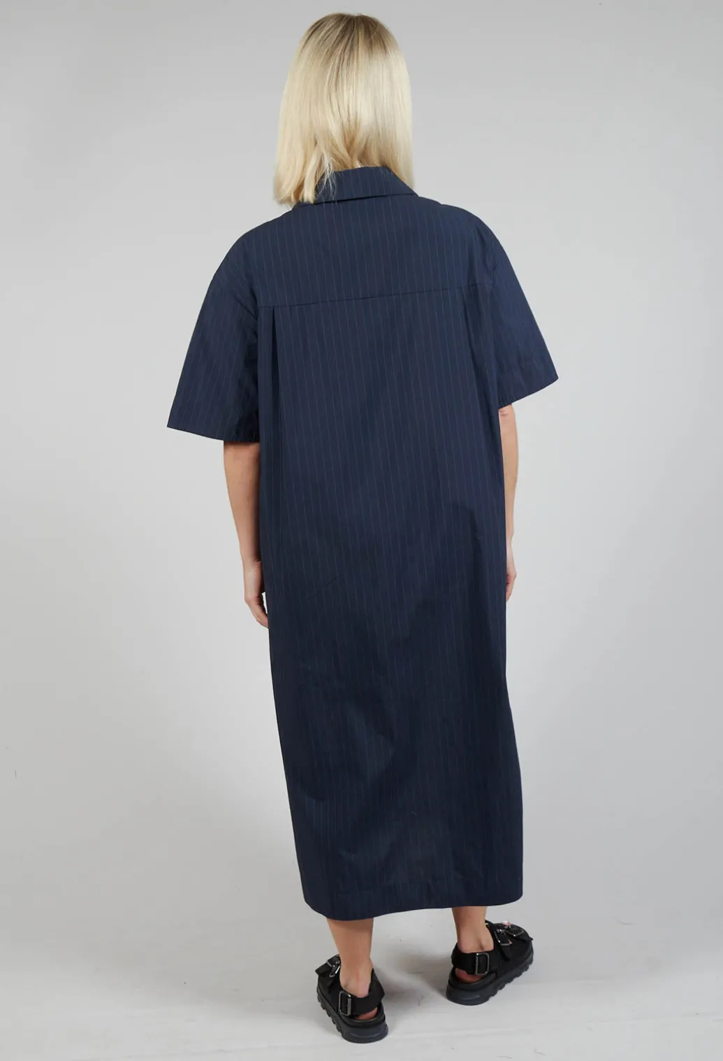 Shirt Dress in Navy Stripe