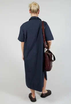 Shirt Dress in Navy Stripe