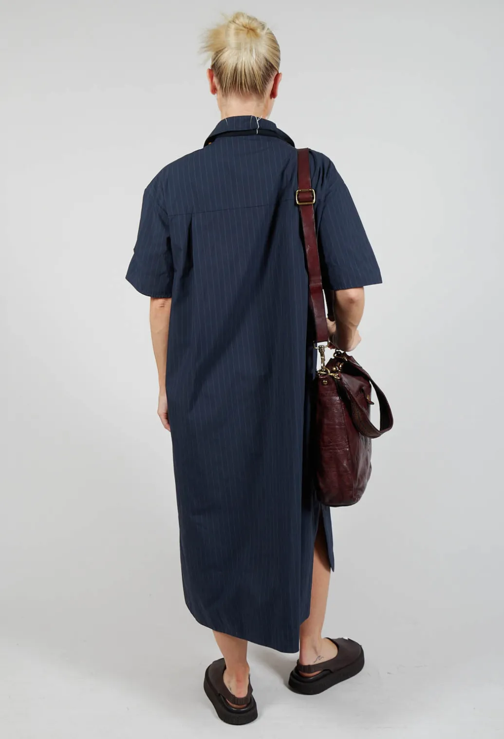 Shirt Dress in Navy Stripe