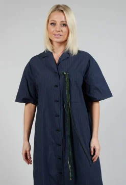 Shirt Dress in Navy Stripe