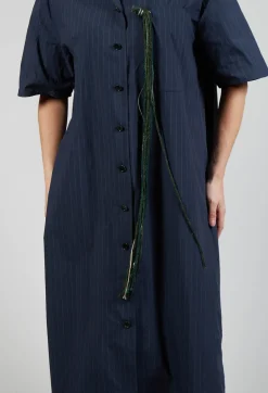 Shirt Dress in Navy Stripe