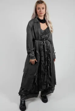 Shirt Dress in Raso di Viscosa Grey Storm