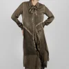 Shirt Dress in Raso di Viscosa Green Tuscany