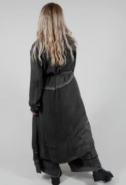 Shirt Dress in Raso di Viscosa Grey Storm