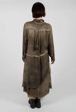 Shirt Dress in Raso di Viscosa Green Tuscany