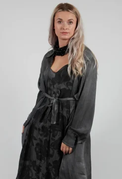 Shirt Dress in Raso di Viscosa Grey Storm