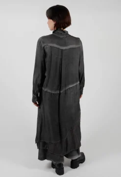 Shirt Dress in Raso di Viscosa Grey Storm