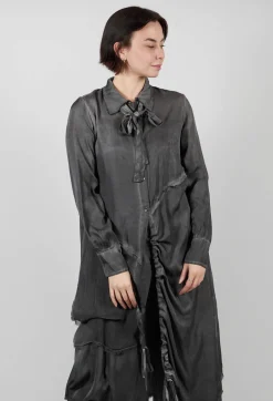 Shirt Dress in Raso di Viscosa Grey Storm