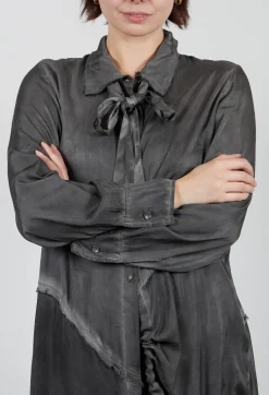 Shirt Dress in Raso di Viscosa Grey Storm