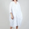 Shirt Dress with Cropped Sleeves in White