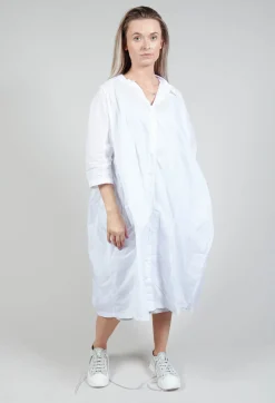 Shirt Dress with Cropped Sleeves in White