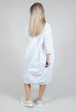 Shirt Dress with Cropped Sleeves in White